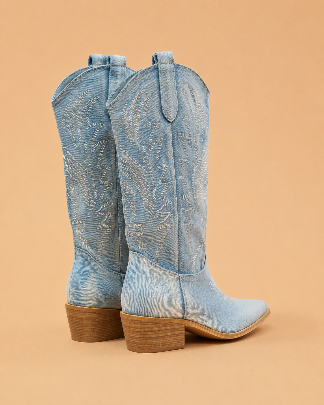 Botas Cowboy Azules Altas con Bordados