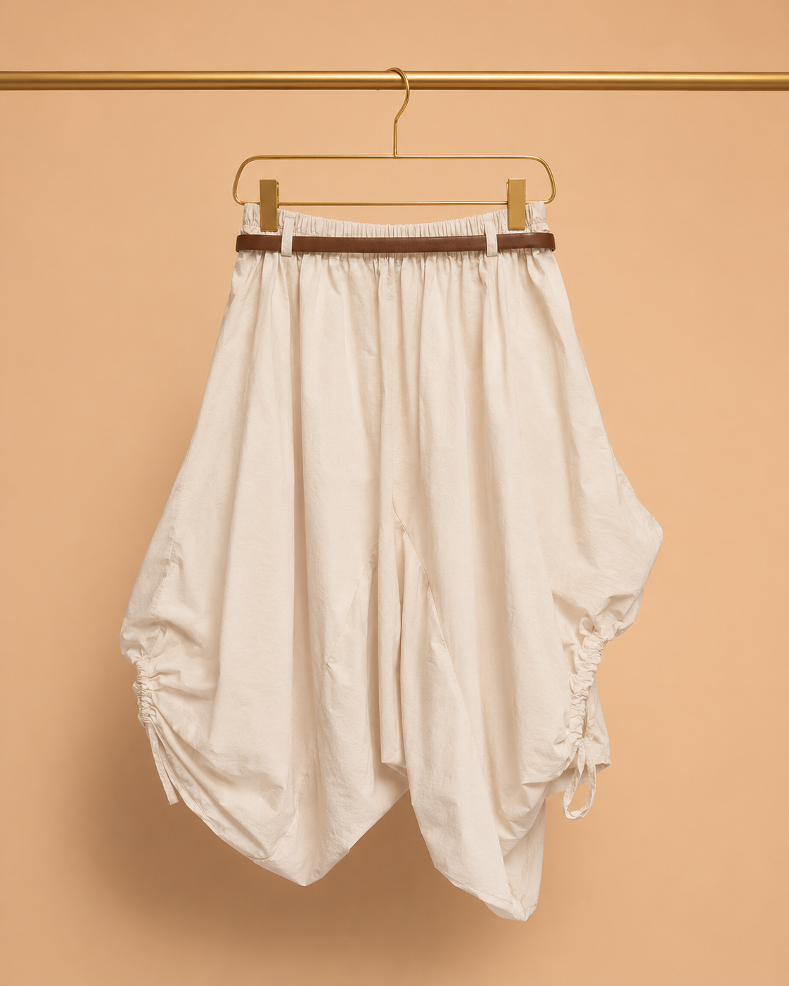 Pantalón Balloon Con Cordón LateralBeige con Bolsillos JOT
