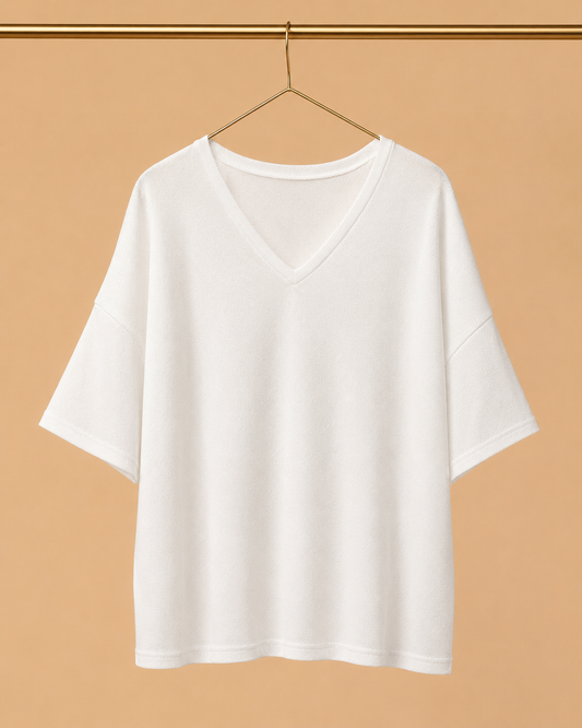 Camiseta Oversize Blanca de Escote V