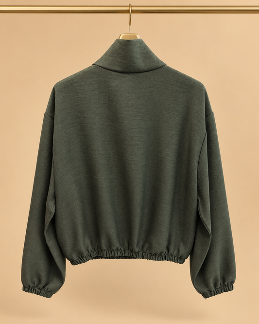 Chaqueta Corta Caqui de Cuello Alto
