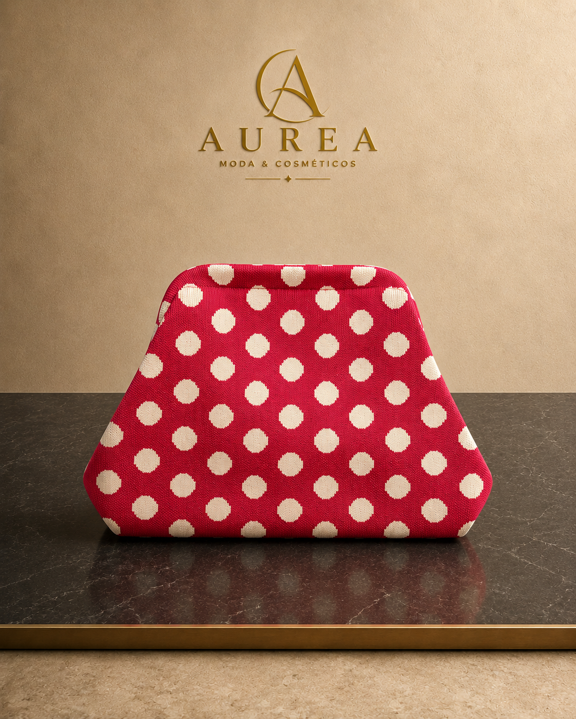 Bolso Clutch Rojo de Lunares Blancos