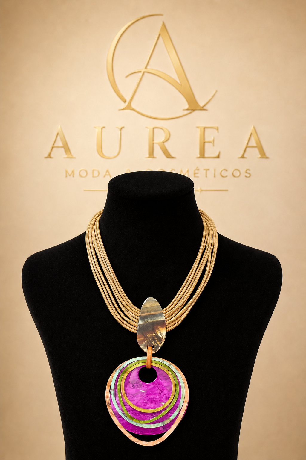 Collar Aura Multicolor Dorado