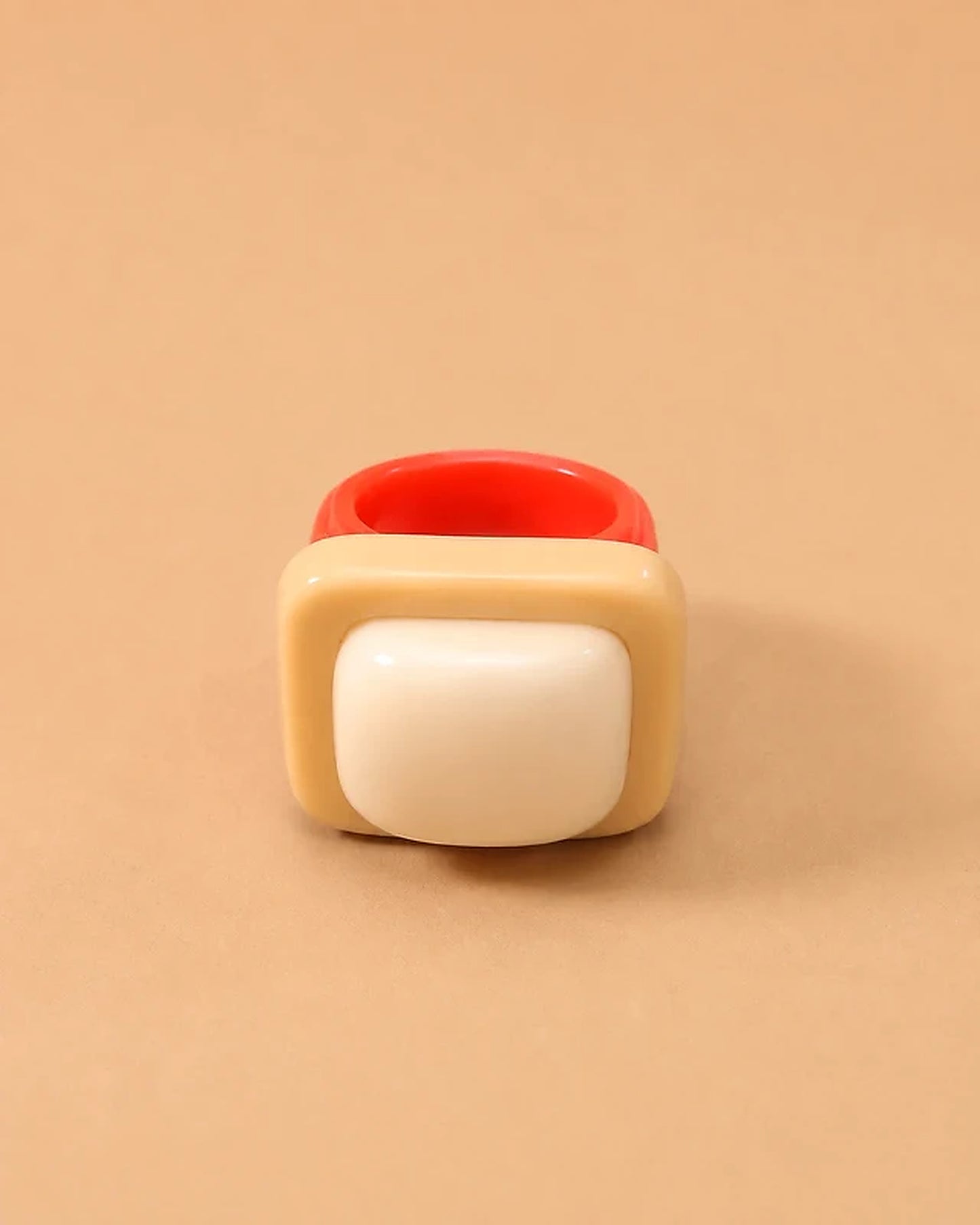 Anillo Naranja y Crema Geométrico