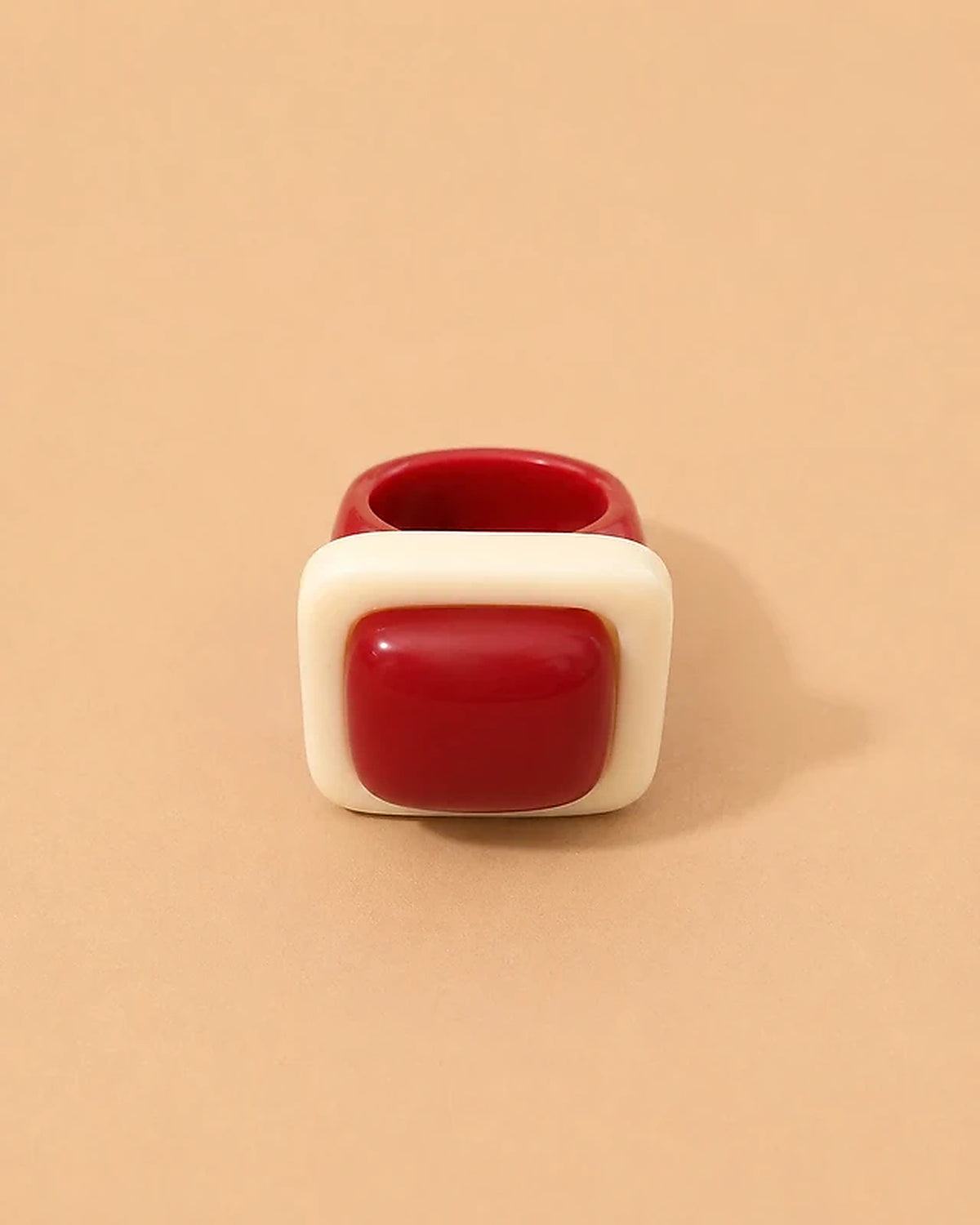 Anillo Granate y Crema Geométrico