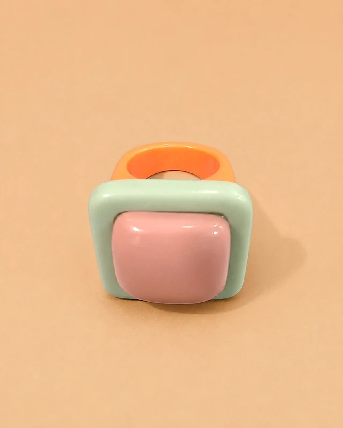 Anillo Naranja Menta Rosa Geométrico