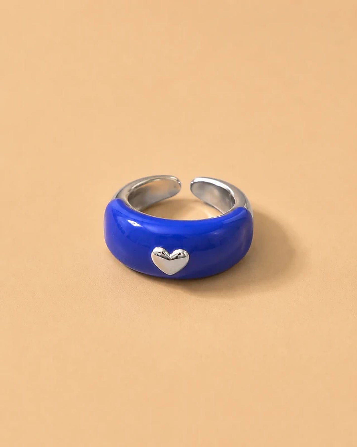 Anillo Ajustable Azul con Detalle Corazón