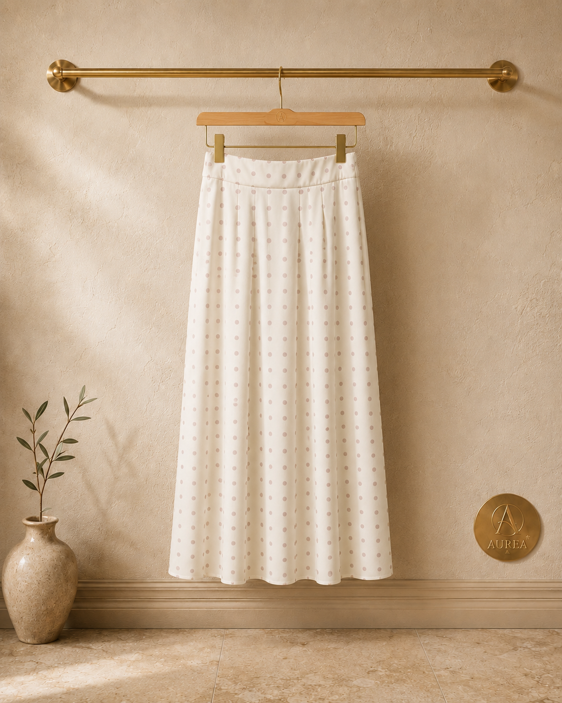 Falda Midi Blanca con Lunares