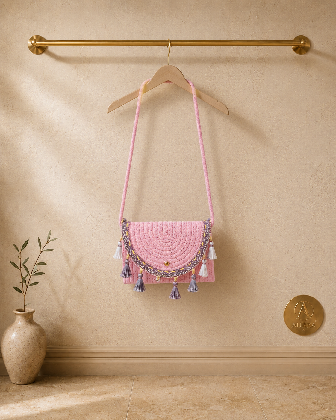 Bolso Rosa con Borlas