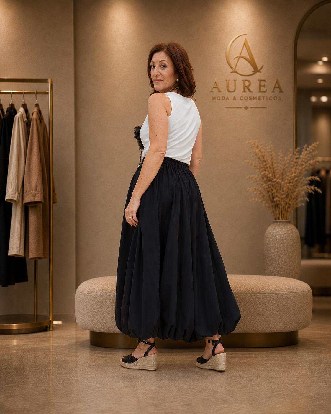 Pantalón Palazzo Negro de Caída Amplia