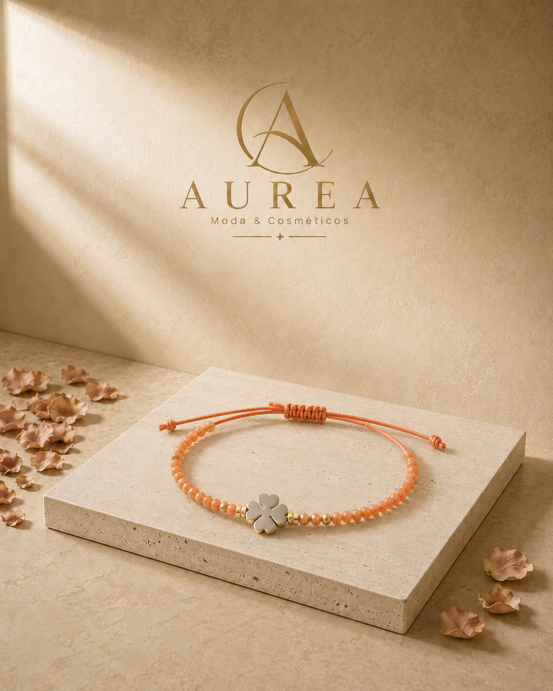 Pulsera Ajustable Trèfle Coral