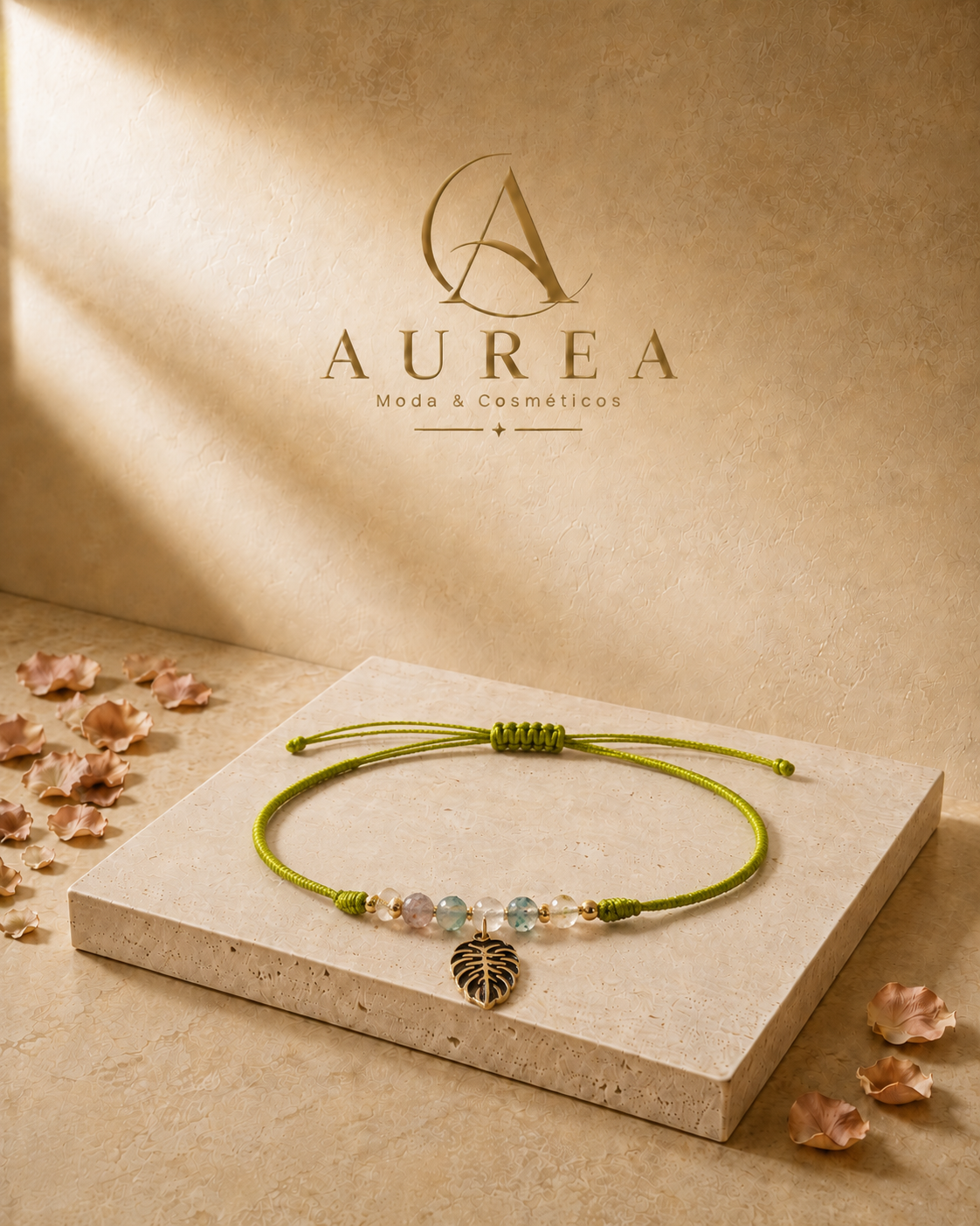 Pulsera Ajustable Monstera Verde
