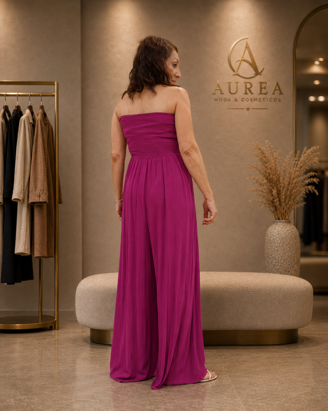 Vestido Largo Magenta con Escote Halter