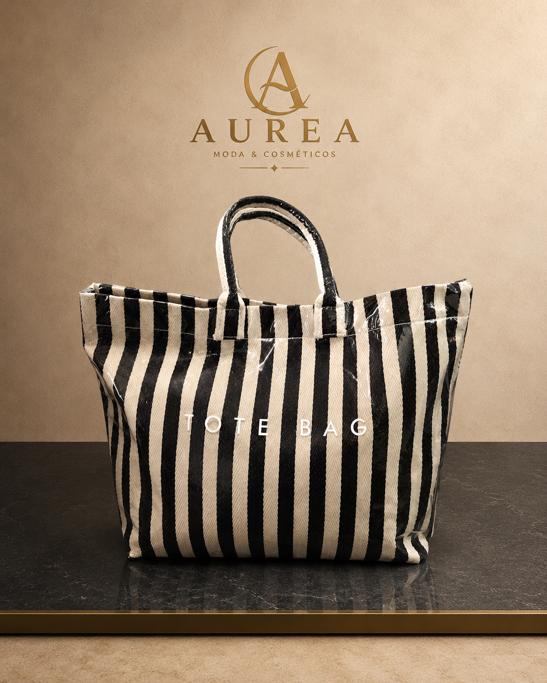 Bolso Tote Rayas Black