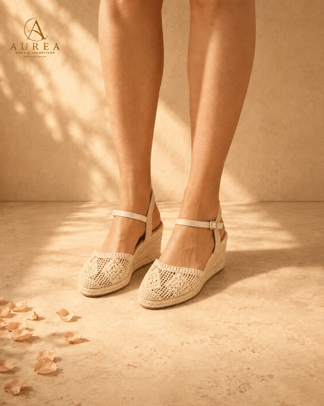 Alpargata Cuña Crochet Natural