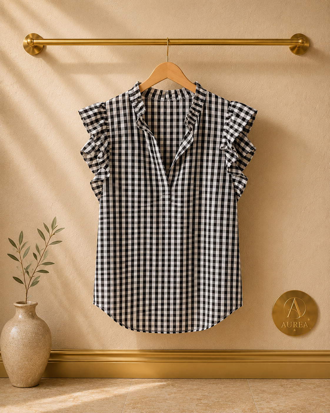 Blusa Vichy con Volantes color m de AUREA