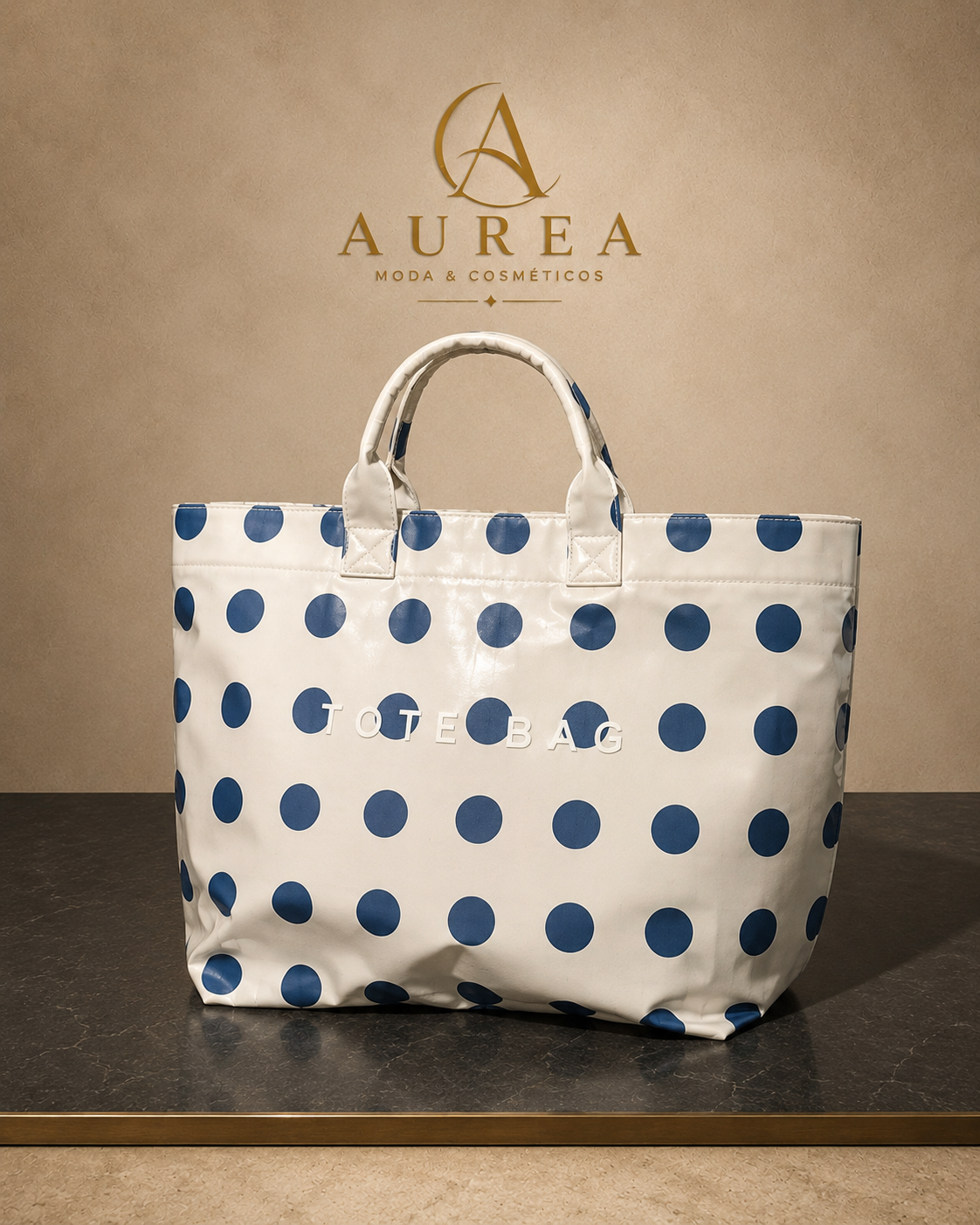 Bolso Tote Lunares Azul