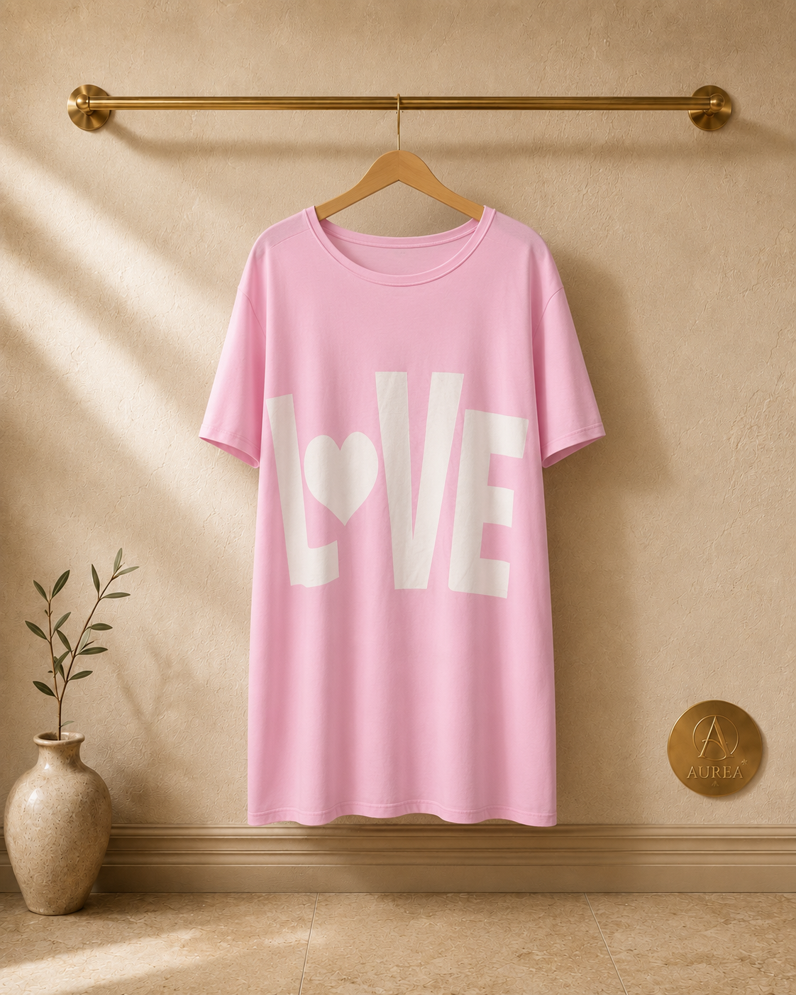 Camiseta Oversize LOVE Rosa