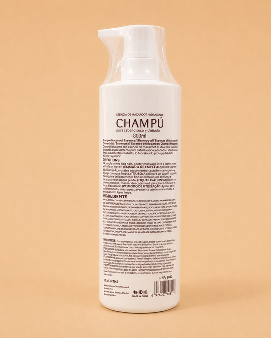 Champú Hidratante Macaroot para Cabello Seco y Dañado 800 ml — Kiss Beauty
