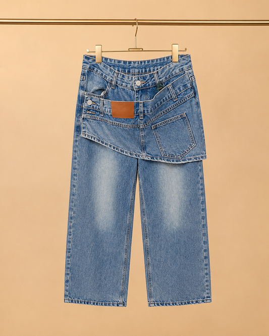 Vaquero Denim de Pierna Ancha con Panel JOT