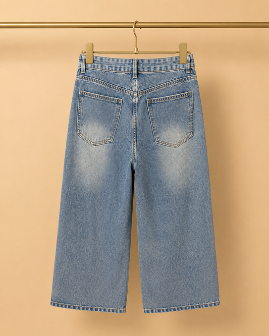 Vaquero Denim de Pierna Ancha con Panel JOT