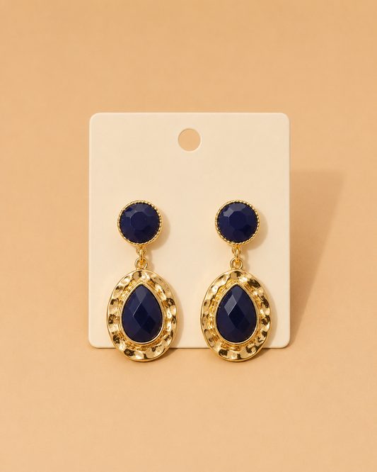Pendientes Dorados con Lágrima Azul