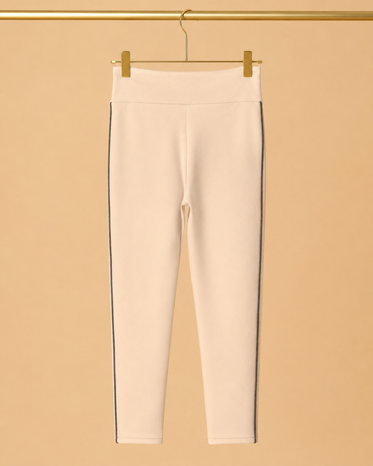 Pantalón Push-Up Beige con Ribete Negro