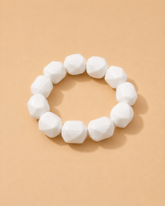 Pulsera Ajustable Blanca de Piedras Facetadas