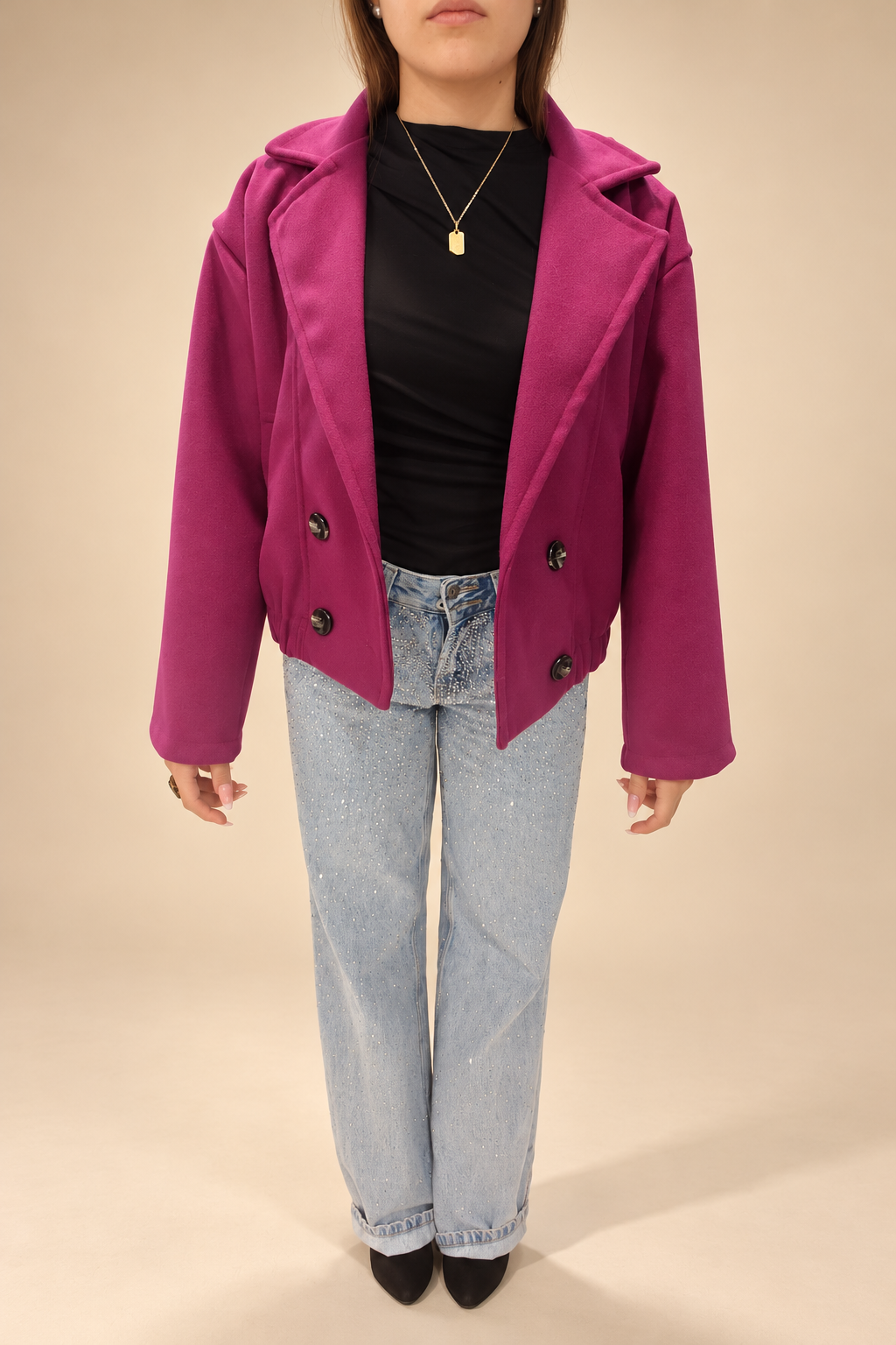 Chaqueta Corta con Doble Botonadura