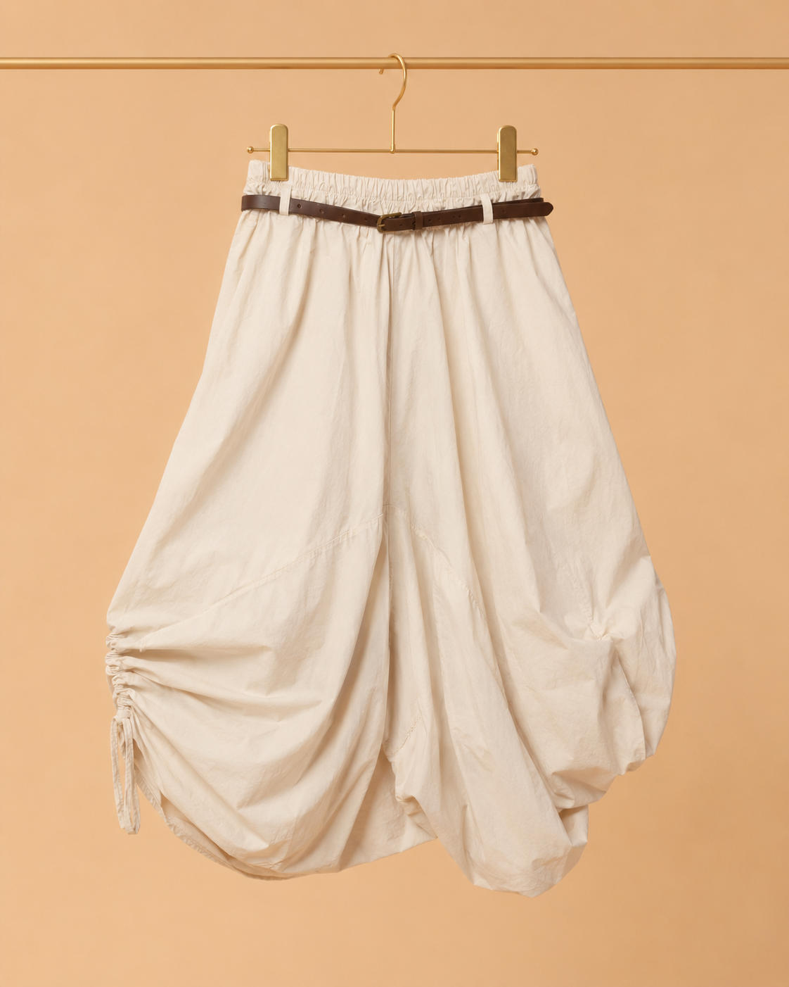 Pantalón Balloon Con Cordón LateralBeige con Bolsillos JOT