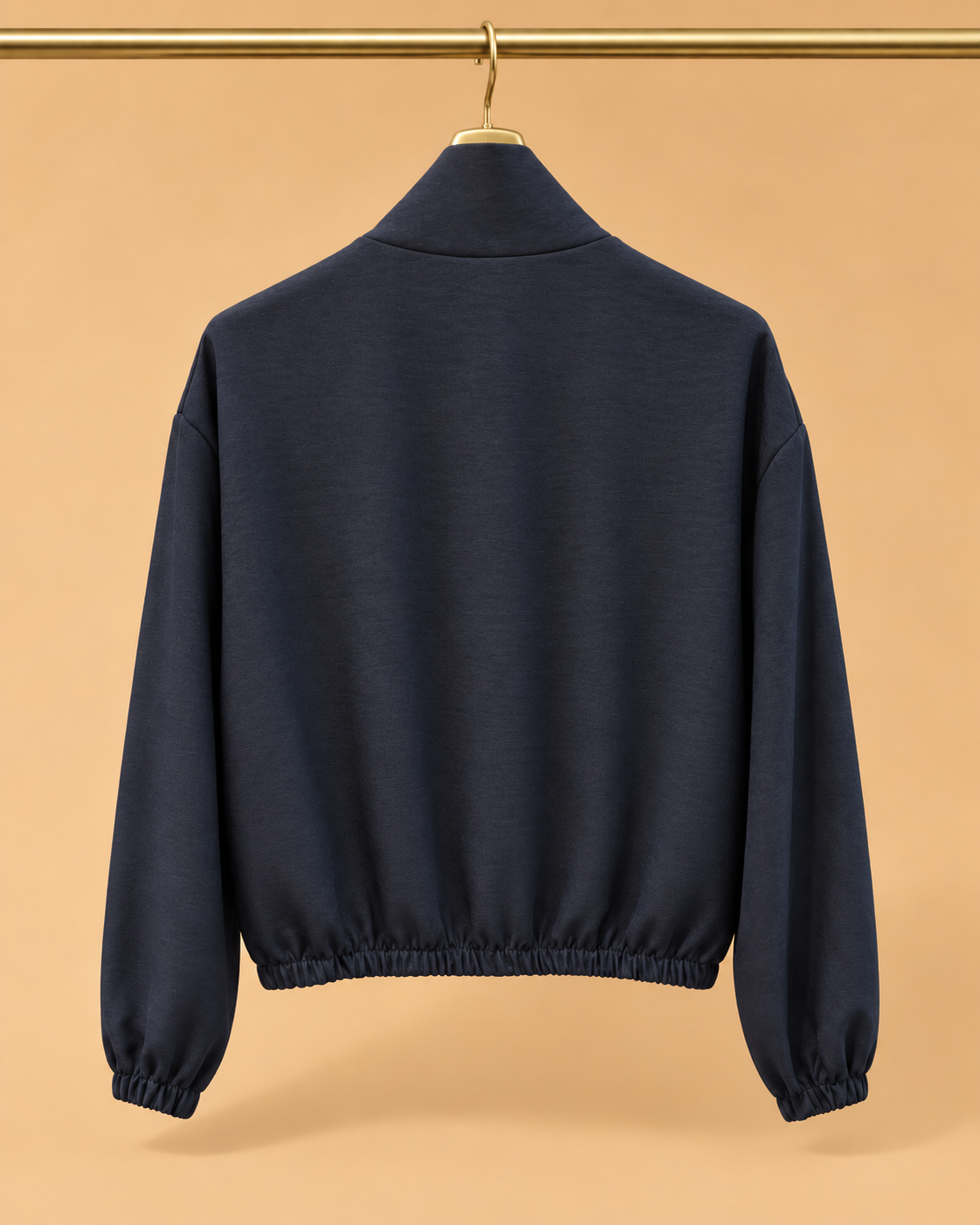 Chaqueta Corta Azul Marino con Cuello Alto
