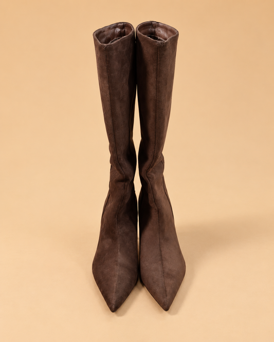 Botas Altas Marrón Chocolate de Punta Fina