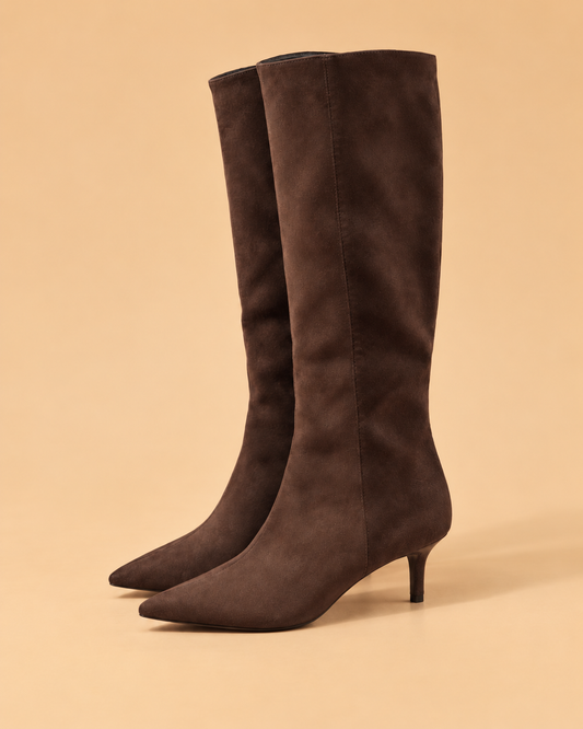 Botas Altas Marrón Chocolate de Punta Fina