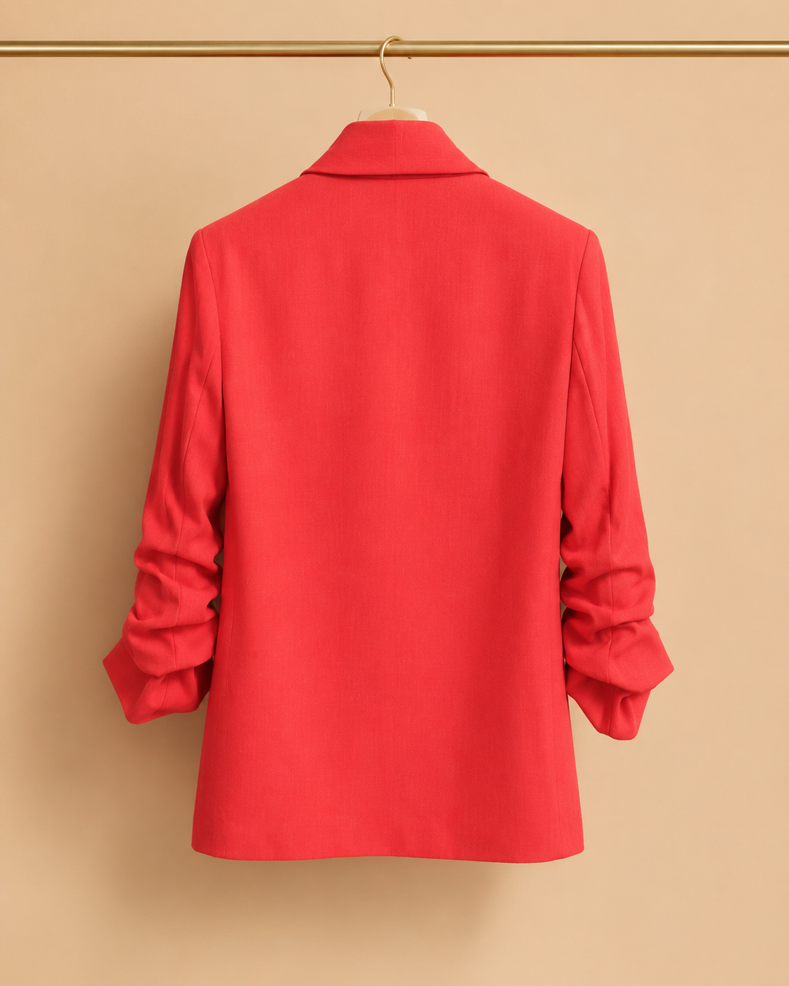 Blazer Rojo con Mangas Fruncidas
