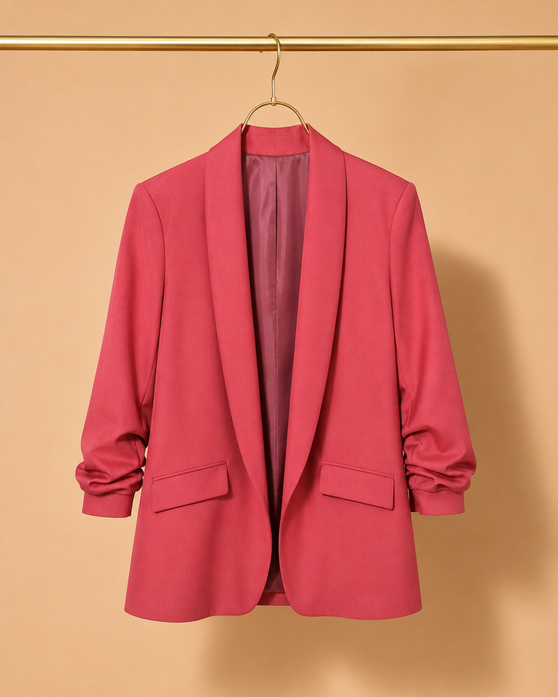 Blazer Burdeos con Mangas Fruncidas