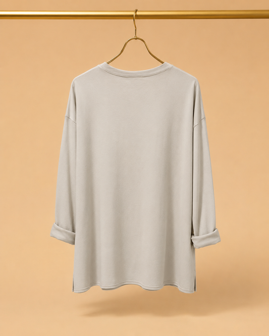 Sudadera Beige Asimétrica Calavera