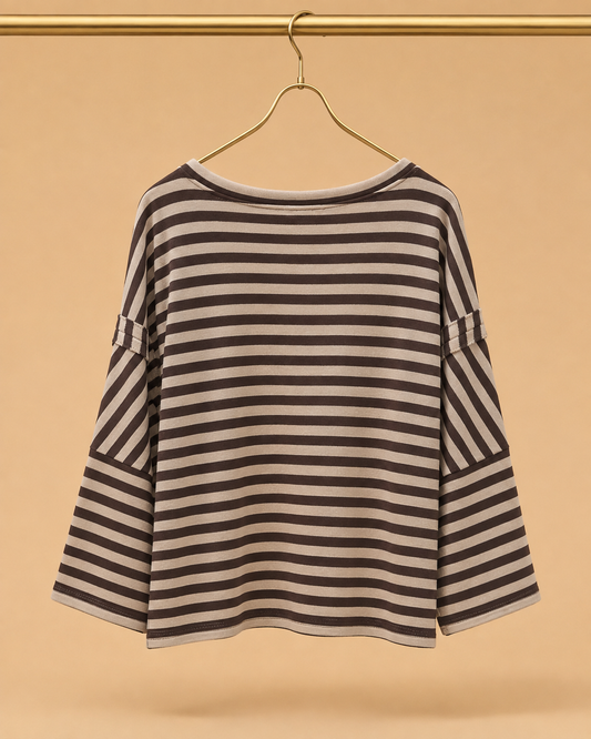 Camiseta Rayas Marrón “Just Be You”