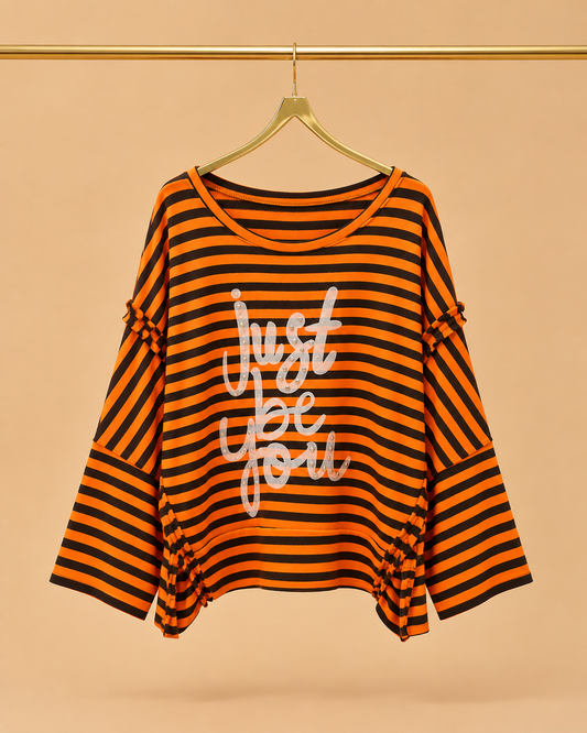 Camiseta Rayas Naranja “Just Be You”