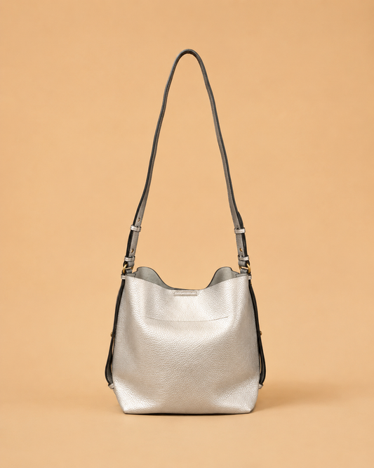 Bolso Cubo Convertible Plateado Martina K