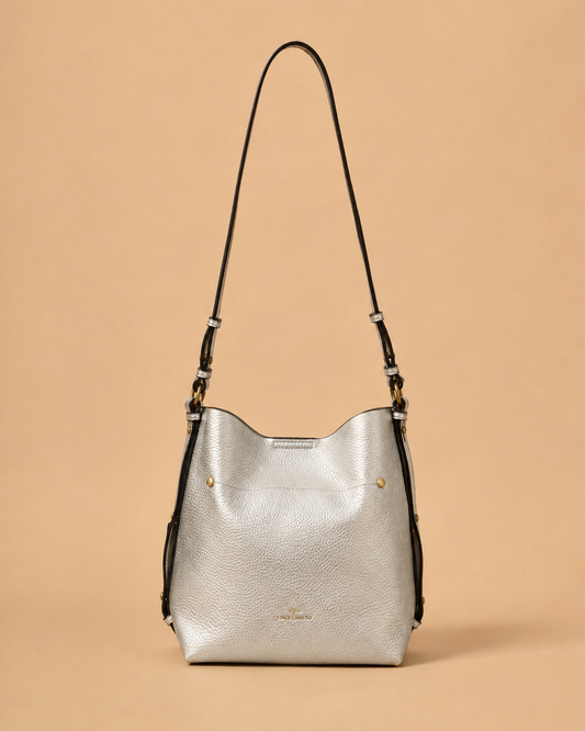 Bolso Cubo Convertible Plateado Martina K
