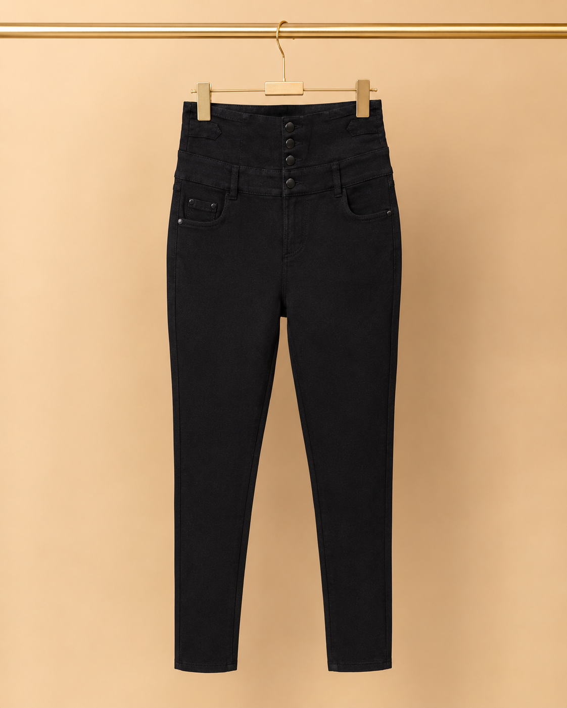 Pantalón Push-Up Negro de Cintura Estructurada