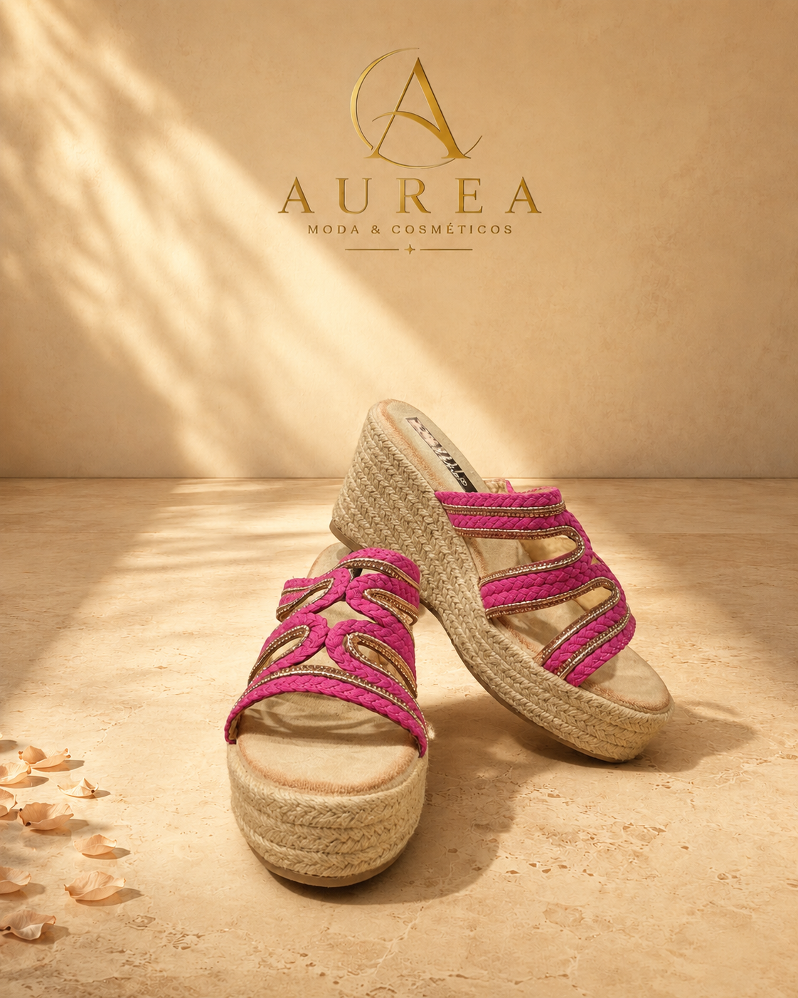 Sandalia Cuña Fucsia Lumière