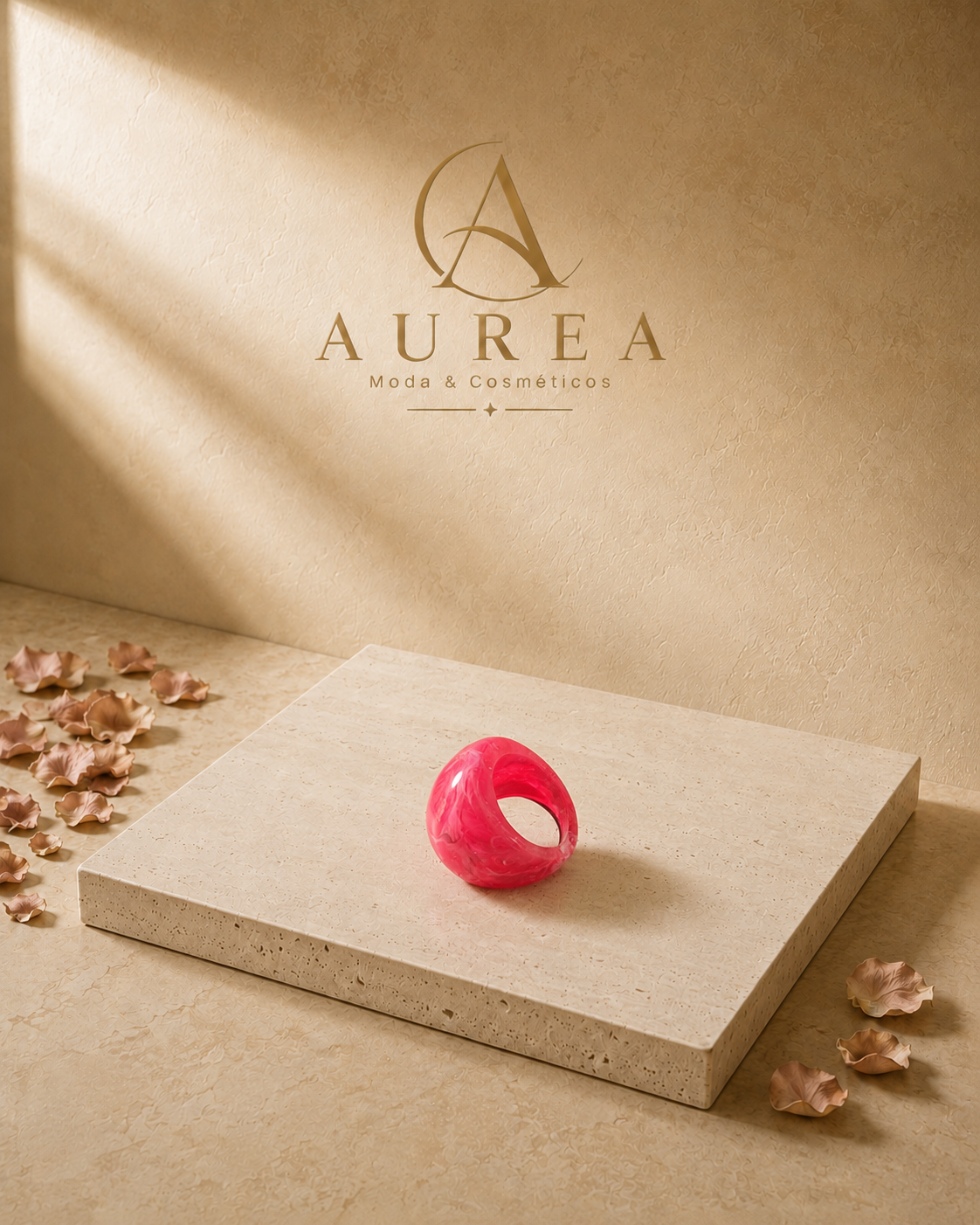 Anillo Fucsia Efecto Resina