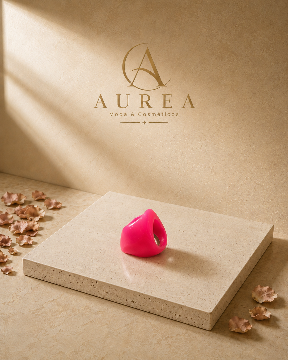 Anillo Chunky Fucsia Marmoleado