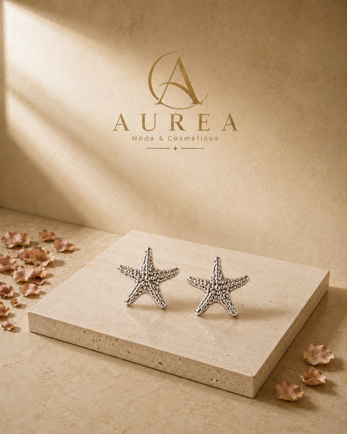 Pendientes Estrella de Mar Plateados