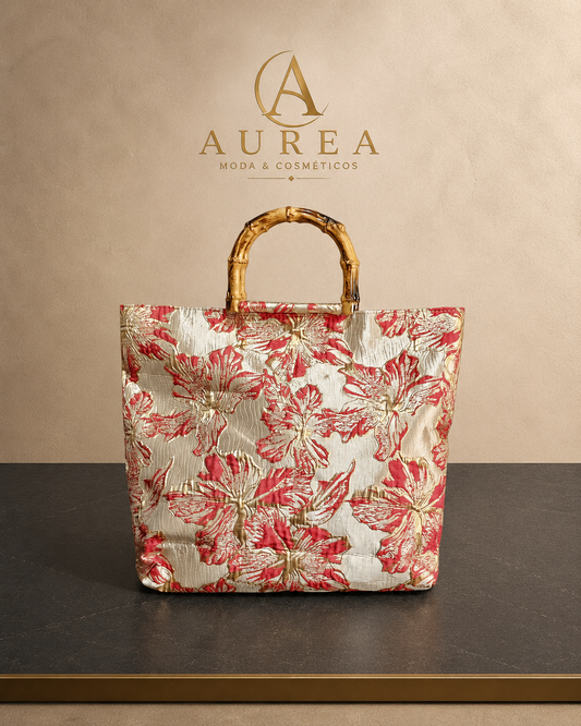 Bolso Tote Magnolia Rojo con Asa Bambú