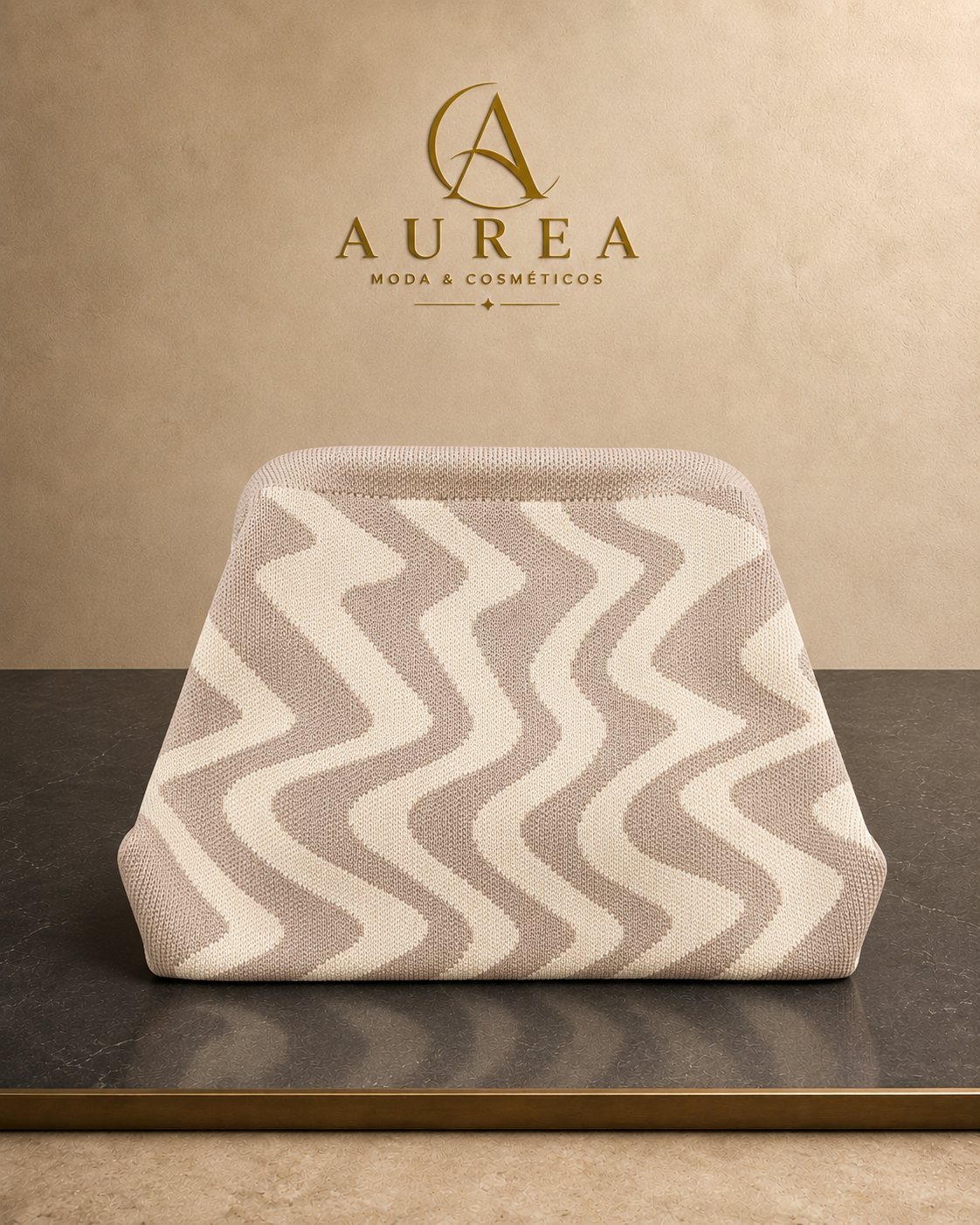 Bolso Clutch Zigzag Beige y Crudo
