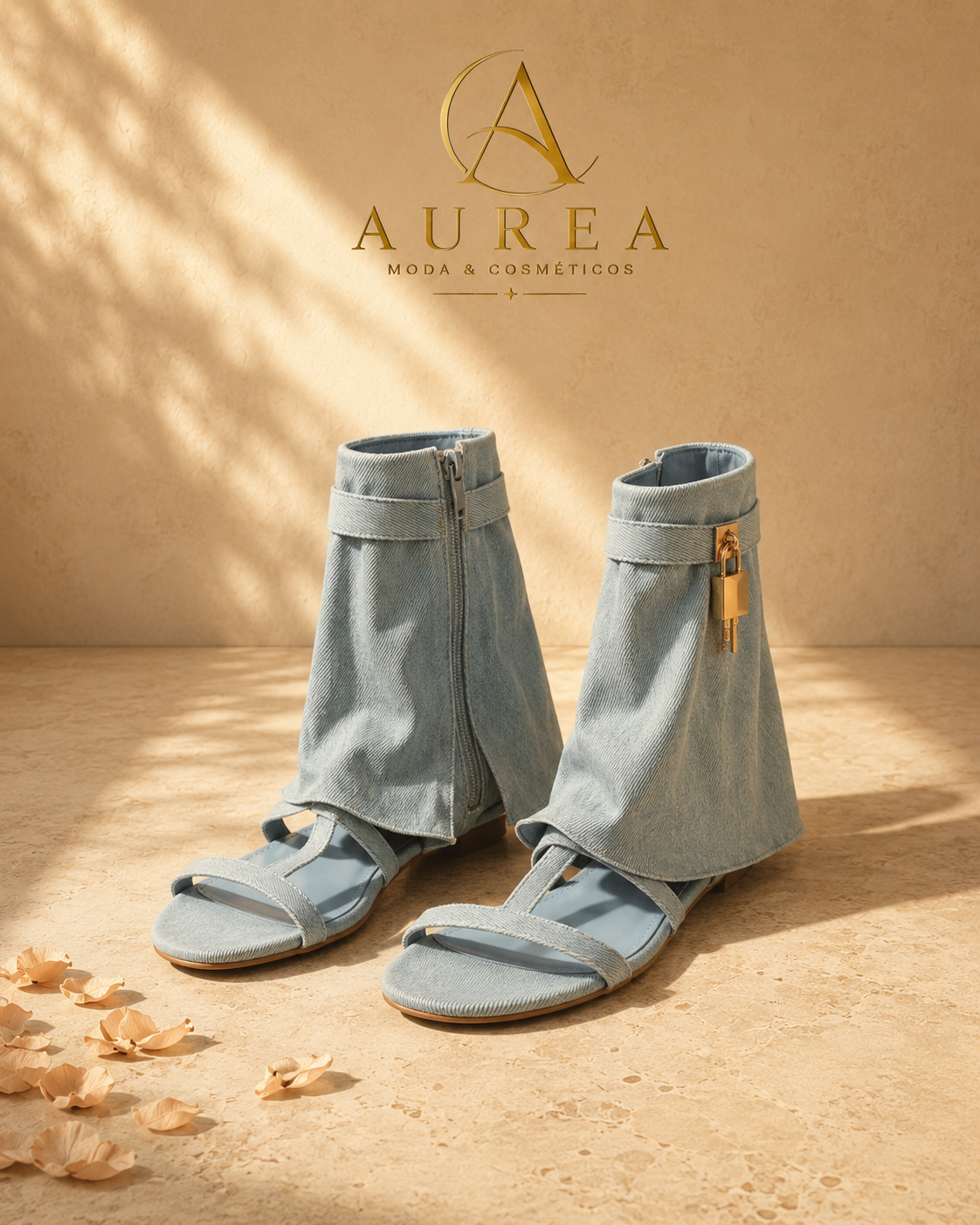 Sandalia Botín Denim Cielo