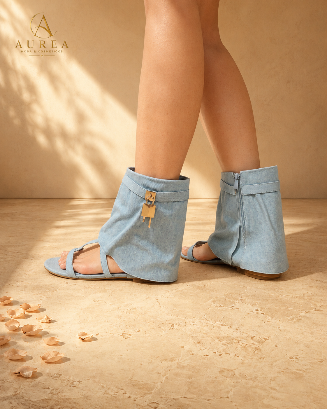 Sandalia Botín Denim Cielo