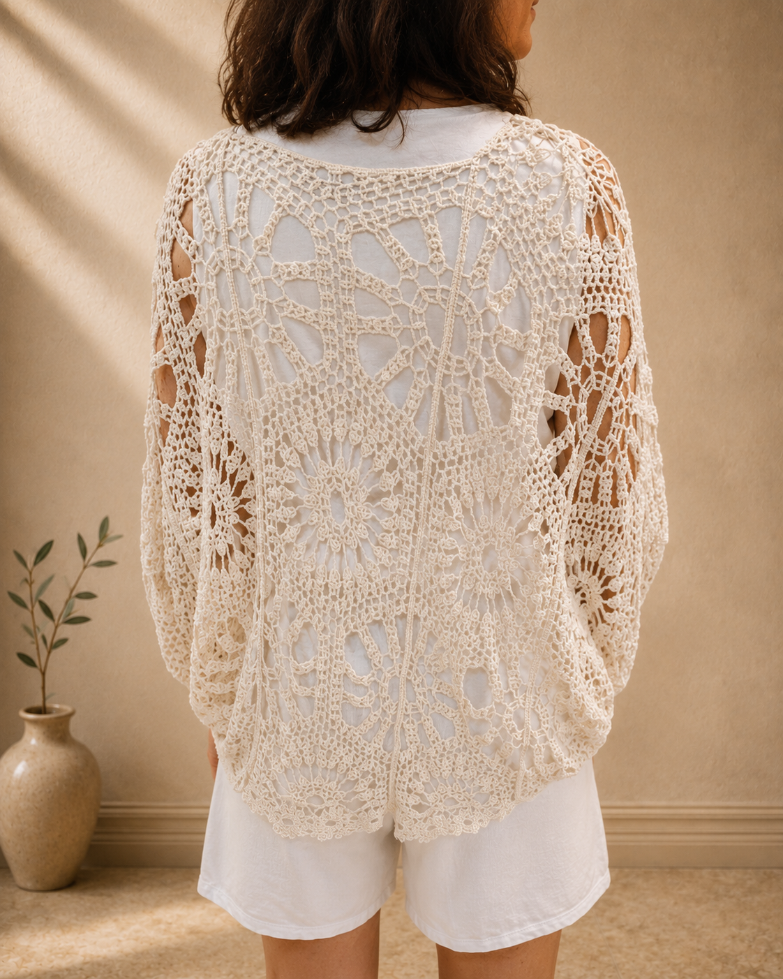 Poncho Calado Crochet Blanco