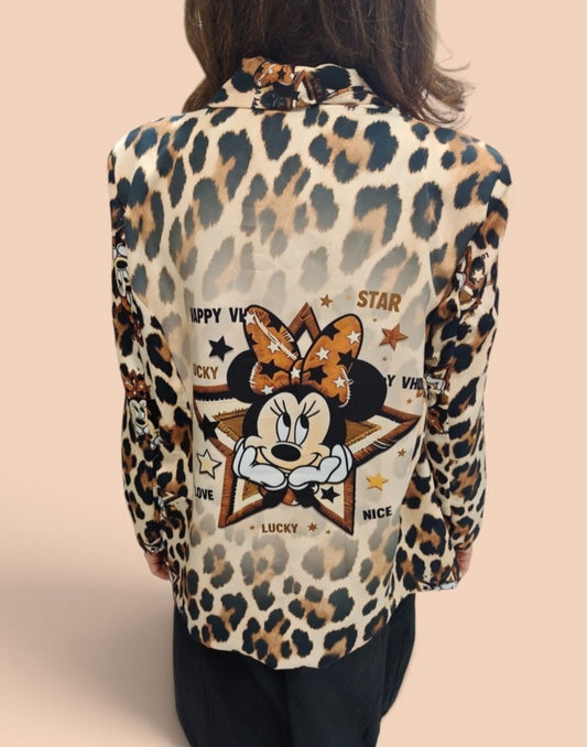 Blazer Leopardo con Ilustración Artística Posterior